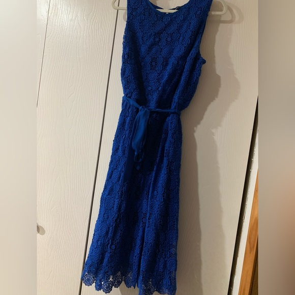 Elegant Blue Lace Dress Lands ‘ End - Picture 1 of 9
